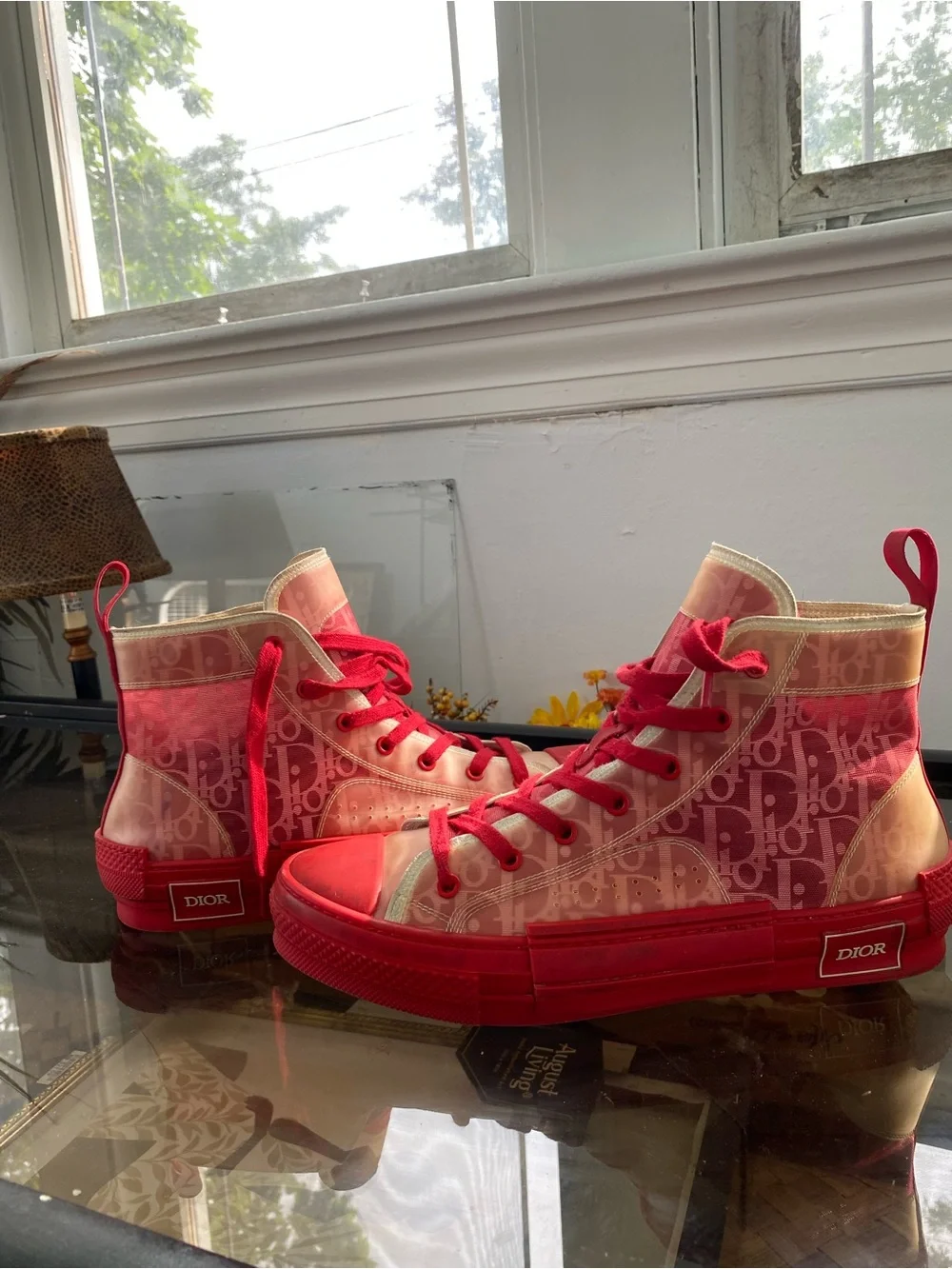 Dior Red Transparent High-Top Sneakers